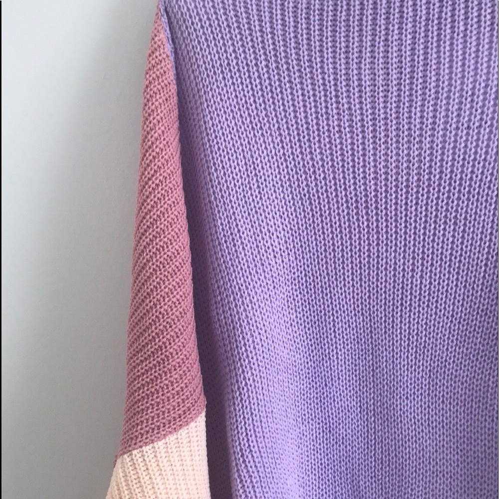 LAST ONE M/L Lilac Reversible Color Block Sweater - Picture 6 of 8